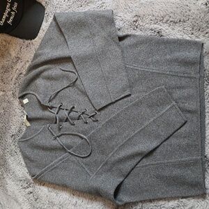 Vince Wool/Blend Grey Lace Up Sweater wool cashmere blend size small